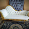 Infinity Gold and White Tufted Chaise