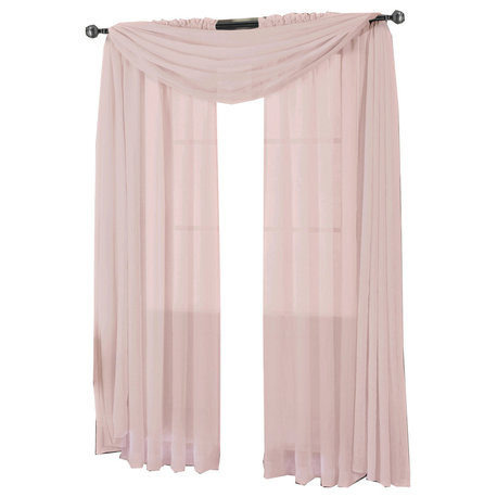 Abri Single Rod Pocket Sheer Curtain Panel, Mauve, 50"x84"