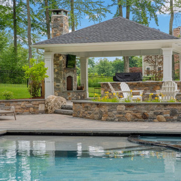 Simsbury, CT Rectangular Pool with Landscaper Clarke Landscapes