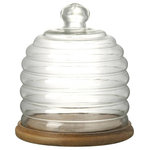 PARLANE - Beehive Dome with Wooden Base, Small - This elegant glass dome styled as a beehive is perfect for storing and displaying all sorts of food.