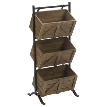 3 Tier Wooden Crate Stand, Natural
