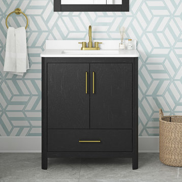 REN Selections Dario Freestanding Bathroom Vanity, Single Sink, Ebony Wood, 30"