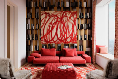Trendy living room photo in New York
