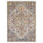 Nourison - Nourison Juniper 5'3" x 7'3" Ivory/Multi Traditional Indoor Area Rug - This classic center medallion Juniper area rug reflects Persian design traditions in a fresh and modern look. Its soft white and transitional multi-color tones are sophisticated and versatile for decorating styles from traditional to contemporary, eclectic, or modern farmhouse. Designed for living in low-shed, low pile, easy-care fibers.