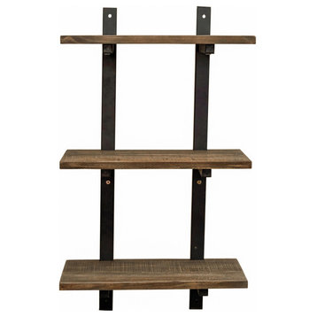 Pomona 36"H Metal and Solid Wood Wall Shelf