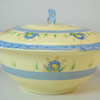 Consigned Serving Bowl & Lid in Pink & Blue by Newhall, Vintage English, 1930s