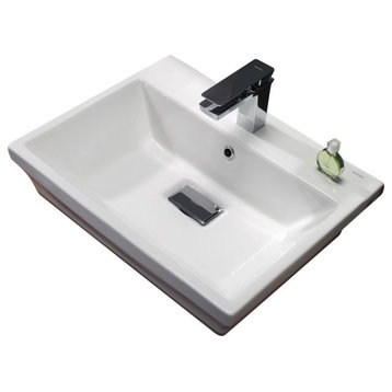 Bravat Rectangle Deck Surface Mount Ceramic Sink with Faucet