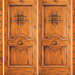 Double Door with Two Sidelites Exterior Prehung Alder,, Speakeasy - Front Doors