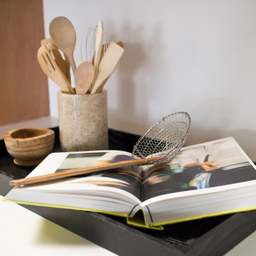 Kitchen Styling Detail with Open Cookbook