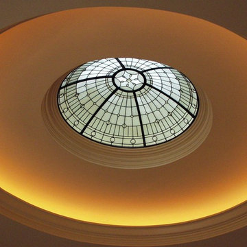 Domed entry ceiling art glass skylight