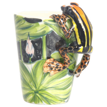 Frog 3D Ceramic Mug, Orange Stripes