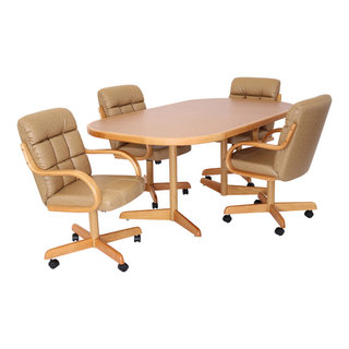 5-Piece 42x[54/72] Caster Dining Set Laminate Table Top & Buff Caster ...