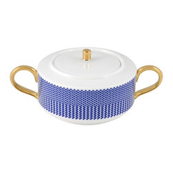The New English - The New English Benday Cobalt Sugar Bowl - Sugar Bowls And Creamers