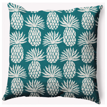 20x20" Pineapple Pattern Nautical Decorative Indoor Pillow, Ocean Teal