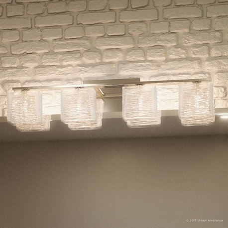 Luxury Modern Nickel Ribbed Glass Bathroom Light, UQL2724, San Diego Collection