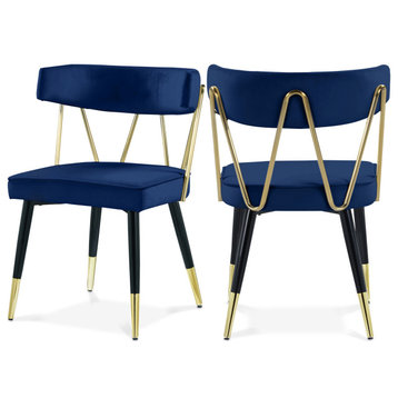 Rheingold Upholstered Dining Chair, Navy, Velvet