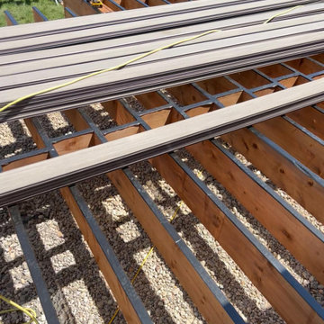 Azek's Coastline ,Dark Hickory with Timbertech's IRX modern top railing system