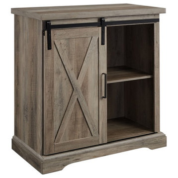 Walker Edison 32" Rustic Farmhouse Wood Buffet Accent Cabinet in Gray Wash