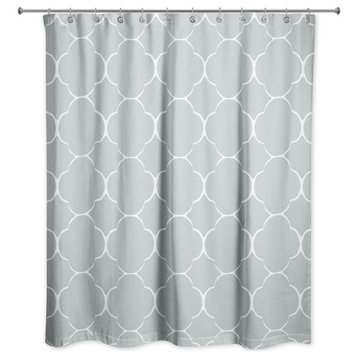Worn Soft Blue Quatrefoil 71x74 Shower Curtain