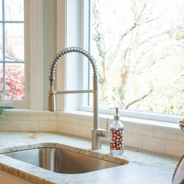 Warm White and Blue Kitchen