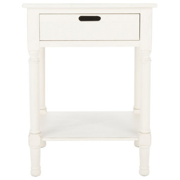Cleo One Drawer Accent Table Distressed White