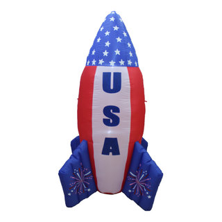 6' Patriotic USA Rocket Ship Inflatable - Traditional - Outdoor Holiday ...