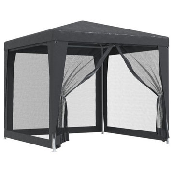 vidaXL Gazebo Outdoor Party Tent with 4 Mesh Sidewalls Anthracite 8.2'x8.2'HDPE