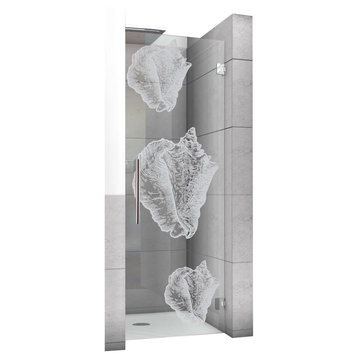 Hinged Alcove Shower Door With Snail Design, Non-Private, 32"x75" Inches, Right