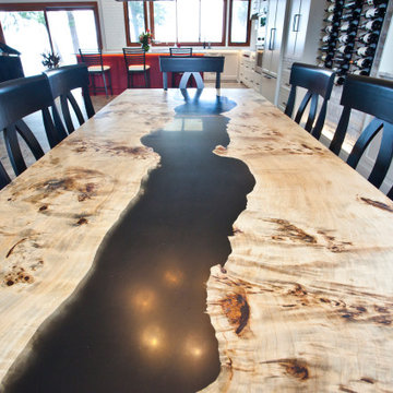 Custom Spalted Maple Dining Table with Black Epoxy