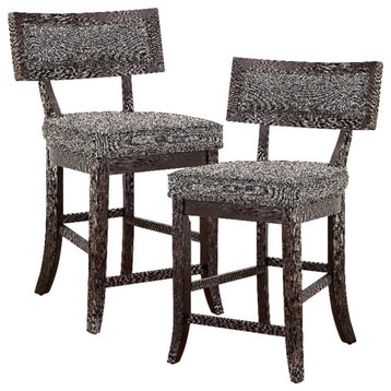 Lexicon Oxton Counter Height Dining Chair in Gray fabric (Set of 2)