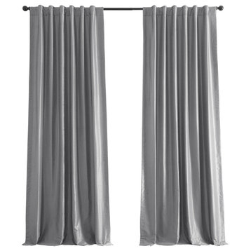 Blackout Vintage FauxDupioni Silk Curtain, Single Panel, Storm Gray, 50"x108"