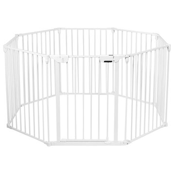 Costway 8 Panel Metal Gate Baby Pet Fence Safe Playpen Barrier Multifunction