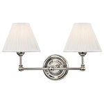 Hudson Valley Lighting - Hudson Valley Lighting MDS102-PN Classic No.1, 2 Light Wall Sconce, Chrome - Choose from an Off-white pleated silk shade or matClassic No.1 2 Light Polished Nickel Off- *UL Approved: YES Energy Star Qualified: n/a ADA Certified: n/a  *Number of Lights: 2-*Wattage:60w E12 Candelabra Base bulb(s) *Bulb Included:No *Bulb Type:E12 Candelabra Base *Finish Type:Polished Nickel