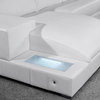 Orion White Top Grain Leather Sectional Sofa With Built-in Light and End Table
