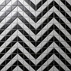 ANT Tile - Low Water Absorption 2" Matte Geometric Porcelain Bathroom Tiles, White/Black - Mosaic Tile