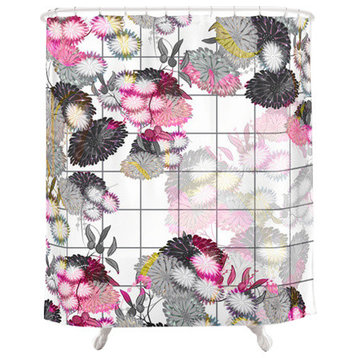 Shabby Chic Floral Grid Shower Curtain
