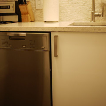 Glossy white glass and thermofoil