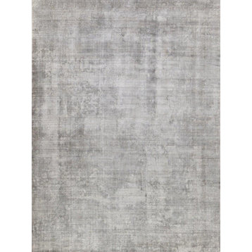 Stone Wash Gazni Hand Loomed Wool and Bamboo Silk Gray/Taupe Area Rug, 10'x14'