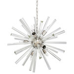 LIGHT CITIZEN - Stella Starburst Polished Nickel Sputnik Chandelier, 30" Wide - The classic combination of triangular, fluted clear glass rods with polished nickel sphere makes a transitional-modern statement over a dining table, study or bedroom. Installation by a licensed electrician is recommended. Also available in Satin Brass finish.