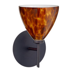 Mia 1 Light Wall Sconce, Bronze, Incandescent, Amber Cloud Glass