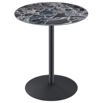 Circa End Table with Marble Textured Glass Top, Black Marble
