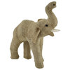 Jute Burlap Wrapped Trunk Up Paper Mache Elephant Sculpture 8 Inch