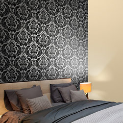 Damask Heritage Black Wallpaper Tiles - Wallpaper