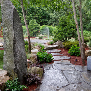 Rustic Fieldstone Patio Oasis