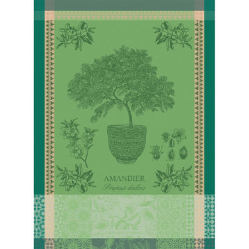 Amandier En Pot Vert Kitchen Towel 22"x30", 56cmx77cm, 100% Cotton Set of 4