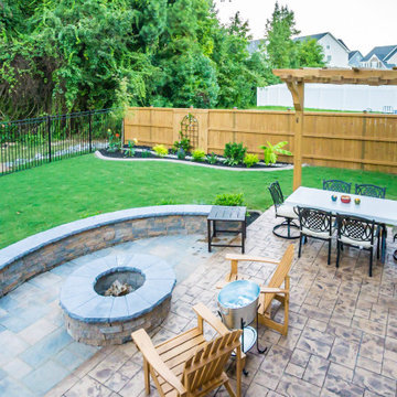 Rustic Patio, Pergola, Fire Pit and French Drain
