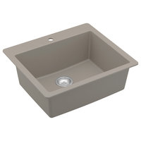 Karran QT-820 Top Mount 25" Single Bowl Quartz Kitchen Sink Kit, Concrete