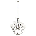 Kichler - Chandelier 9-Light - With elegant curves, fabric covered rope detail and white linen shades the 9-light chandelier with Classic Pewter finish from the Thisbe(TM) collection is far from your common classic style. in.,