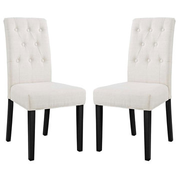 Modern Contemporary Urban Living Dining Side Chair, Set of 2, Beige