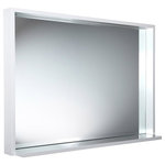 Fresca - Allier 40" White Mirror With Shelf - Add style and function to your bathroom. This attractive rectangular mirror is sleek and stylish with clean lines and a retro feel. The glass is recessed from the frame which creates a bordered effect on the top and sides. The ledge shelf along the bottom of this lovely mirror offers an optional spot to hold a soap dispenser, decorative accent or any essentials that you'd like to keep close at hand. This bathroom mirror with shelf has a solid construction and a clean White finish to blend beautifully with any style of bathroom decor. It measures 40 in width and is 31.5 in length just perfect for taking a quick glance before you head out the door in the morning. This Fresca Allier model is also available with a Wenge Brown or Gray Oak finish.